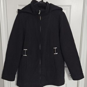 Liz Claiborne Black Soft Jacket with Hood